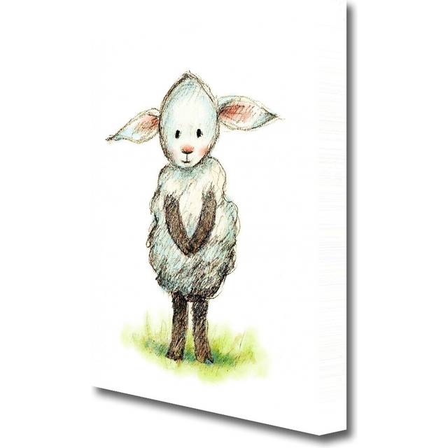 Shy Sheep - Drawing Print on Canvas (121.9 cm H x 81.3 cm W)