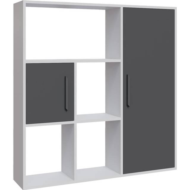 Ridge Bookcase with Cabinets - White & Anthracite - Grey