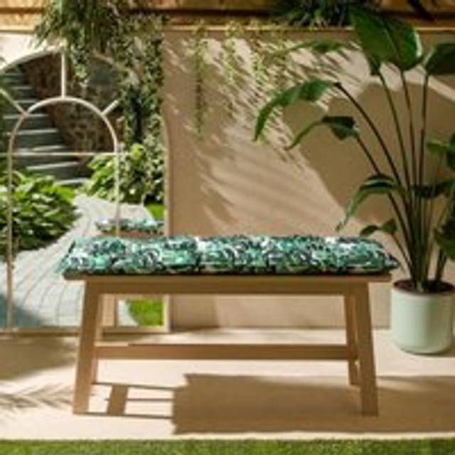 OHS 2 Seater Leaf Outdoor Bench Filled Cushion Pad - Green, Green