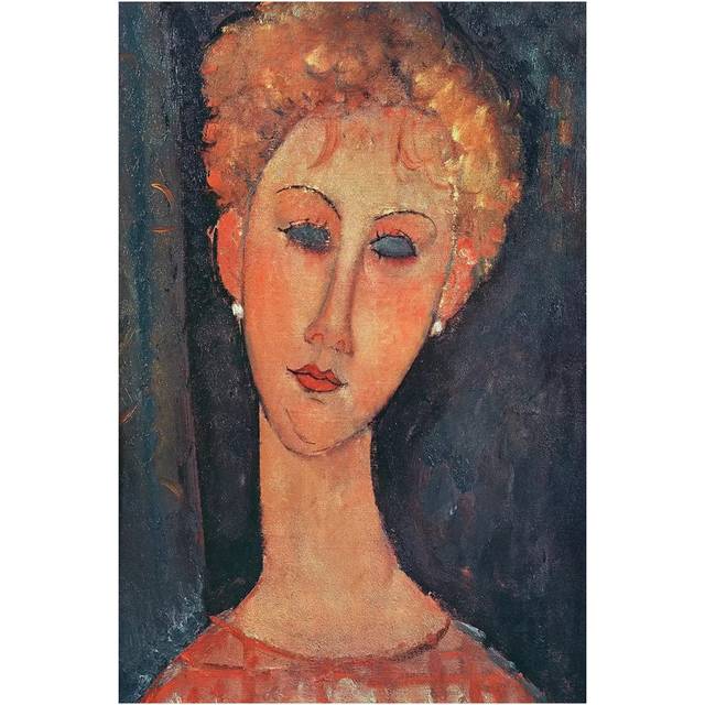 Young Girl with Earrings by Amedeo Modigliani - Wrapped Canvas Painting (66.04cm H x 45.72cm W x 1.905cm D)