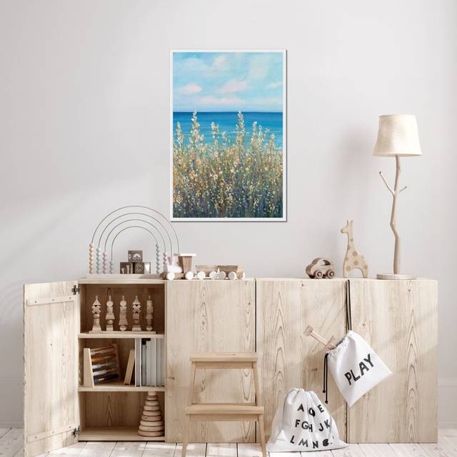Flowers at the Coast I by Timothy O' Toole - Painting - White Framed Paper Print (80cm H x 55cm W)