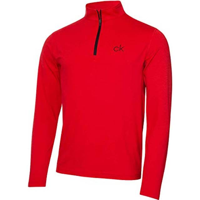 (L, Power Red Marl) Calvin Klein Golf Mens 2021 Newport HZ Lightweight Sweater
