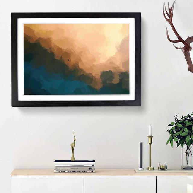 Airplane Chasing the Light in Abstract - Picture Frame Graphic Art Print - Black Framed (36cm H x 48cm W x 2cm D)