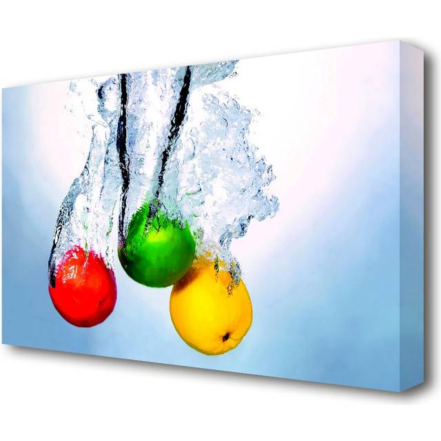 Fruit Trio Splash Kitchen - Wrapped Canvas Photograph Print (101.6cm H x 142.2cm W x 4.4cm D)