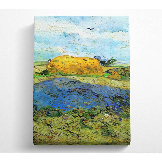 Van Gogh Barn On A Rainy Day - Wrapped Canvas Art Prints - Multicolour (81.3cm H x 50.8cm W x 10cm D)