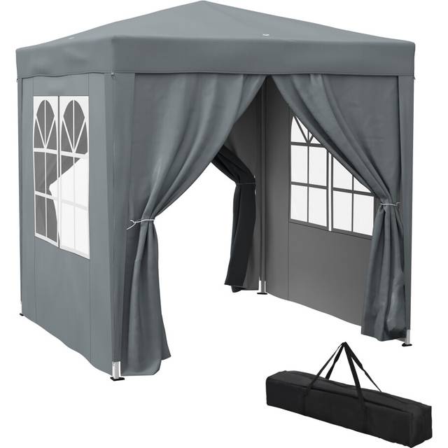 Outsunny 2mx2m Pop Up Gazebo Party Tent Canopy Marquee with Storage Bag Grey