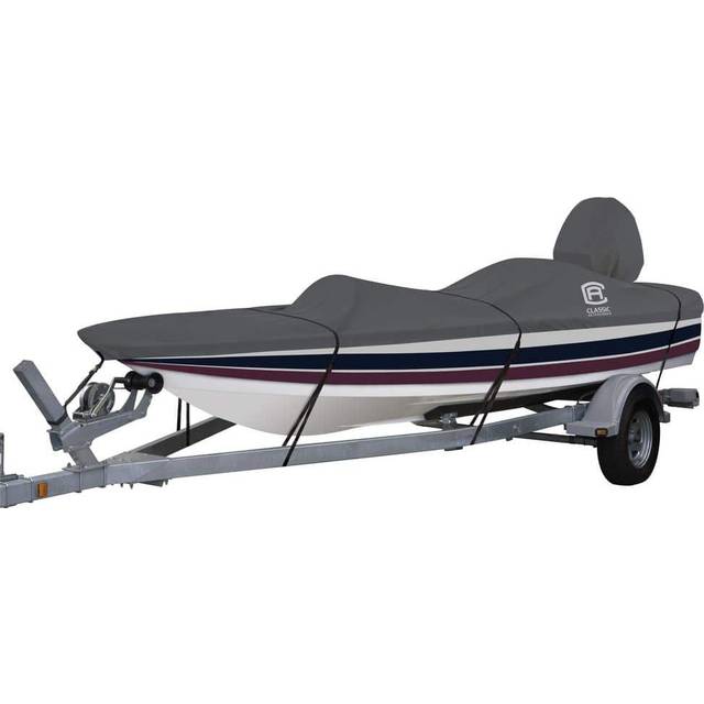 Classic Accessories StormPro Heavy Duty Outboard SkiBoat Cover with Support Pole  Fits Boats 166  176 L x 85 W  Traile