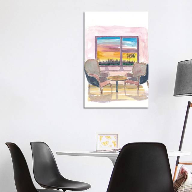 Cozy Panorama Window to Los Angeles California by Markus & Martina Bleichner - Wrapped Canvas Art Prints (101.6 cm H x 66.04 cm W x 3.175 cm D)