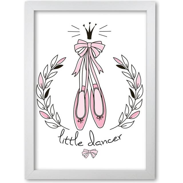 &#39;Little Dancer Shoes&#39; Painting Art Prints on Paper - White Grain Frame (85 cm H x 60 cm W x 5 cm D)