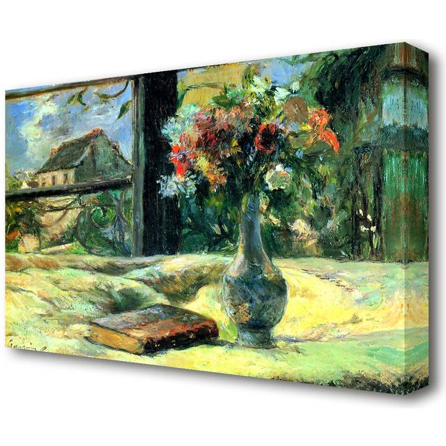'Flower Vase in Window' by Paul Gauguin Painting Print on Wrapped Canvas (101.6 cm H x 142.2 cm W)
