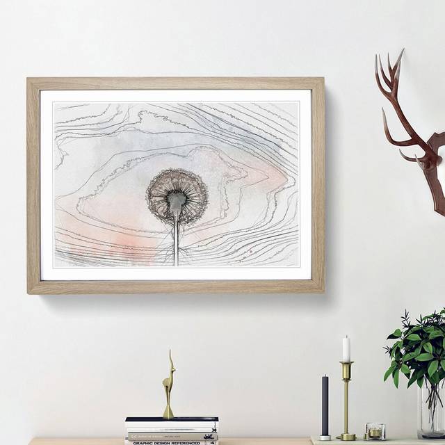 Dandelion in Abstract - Picture Frame Graphic Art Print - Oak Framed (48cm H x 65cm W x 2cm D)