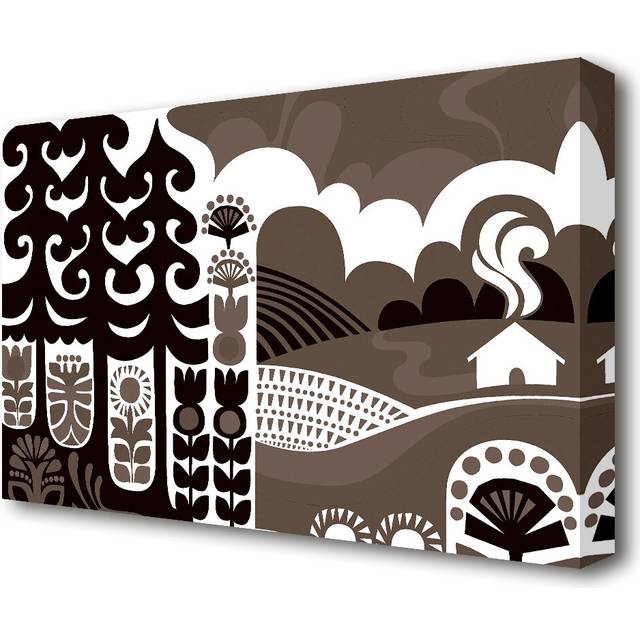 &#39;Abstract Hills Brown&#39; Graphic Art Print on Wrapped Canvas (66 cm H x 101.6 cm W)