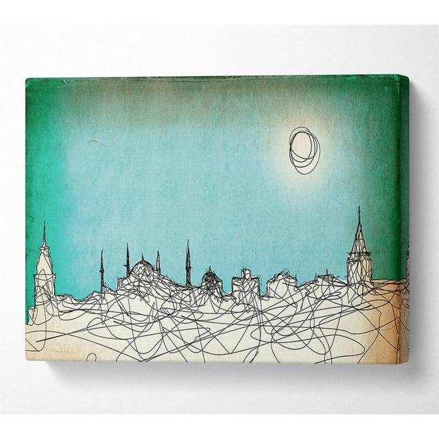 Where the Sun Sets over Town - Wrapped Canvas Painting (35.6cm H x 50.8cm W)