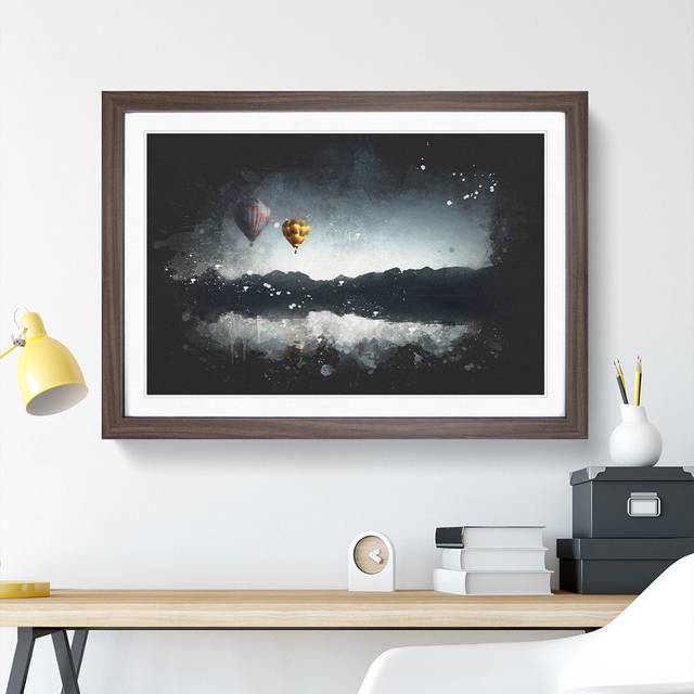 Hot Air Balloons Vol.2 - Picture Frame Graphic Art - Walnut Framed (27cm H x 36cm W x 2cm D)