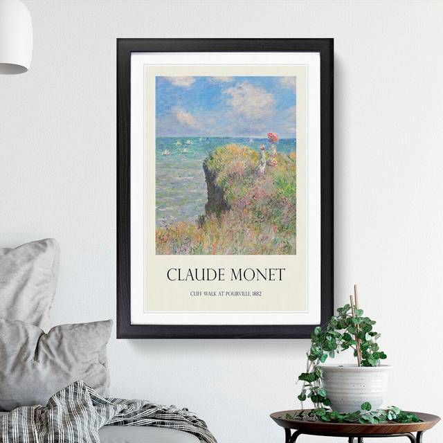 Cliff Walk at Pourville by Claude Monet - Picture Frame Art Prints - Black (48cm H x 36cm W x 2cm D)