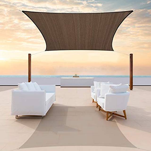 ColourTree 12 x 12 Brown Square Sun Shade Sail Canopy Awning Shelter Fabric Cloth Screen  UV Block UV Resistant Heavy Duty Co