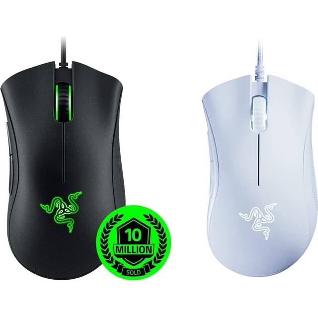 Razer DeathAdder Essential Gaming mus: 6 400 DPI optisk sensor – 5 programmerbara knappar – mekaniska brytare – gummisidogrepp – kvicksilvervit