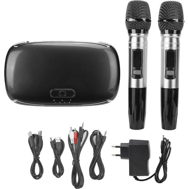 100‑240V K8 USB Karaoke Machine Wireless Bluetooth Sound Card Microphone Home TV Mobile PhoneBlack US Plug black