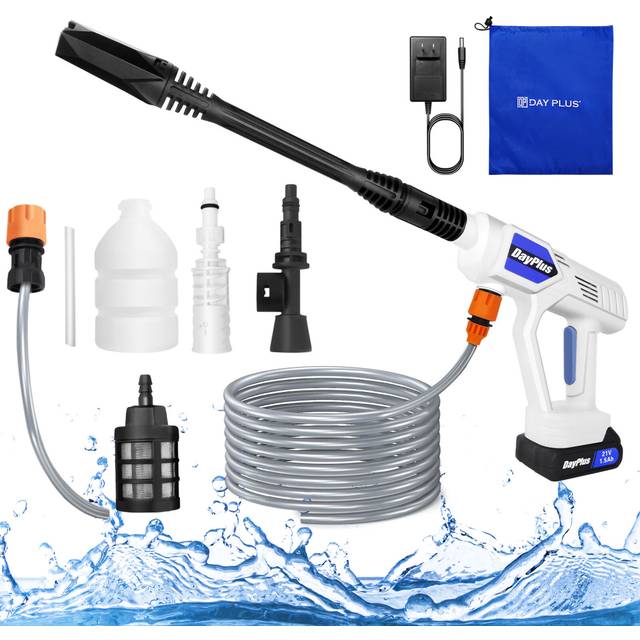 (1xBattery) Cordless Pressure Cleaner Portable Pressure Washer Lightweight Cordless Jet Wash Car Washer with 1.5 Ah Battery Foam Pot Nozzle Water Pump