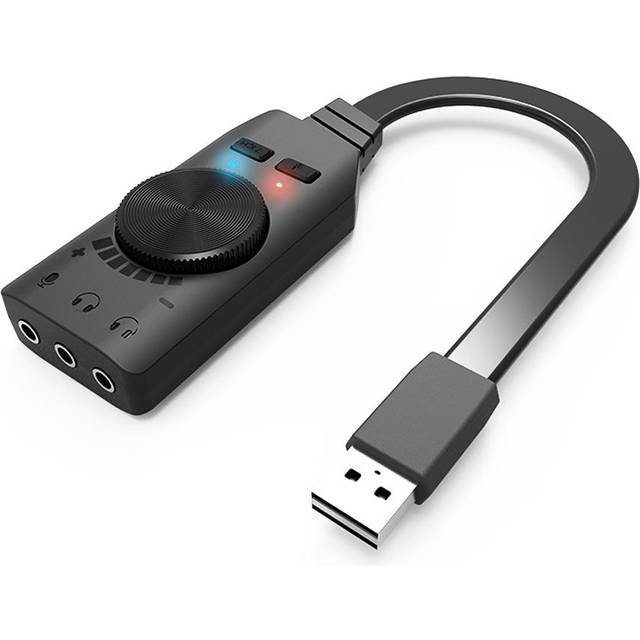 GS3 USB 2.0 Externt ljudkort Virtuell 7.1-kanals ljudkortadapter Plug and Play med hörlurar Upgrade Version svart