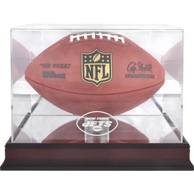 New York Jets Mahogany Football Logo Display Case with Mirror Back