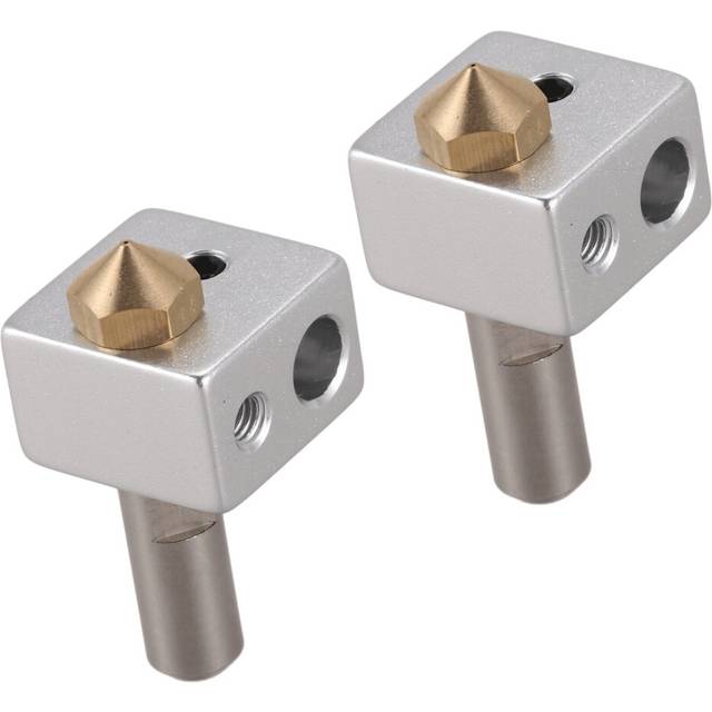 2X MK10 Hotend Kit for 3D Printer M7 Nozzle and Throat with Tube and Aluminum Heater Block Improved Version