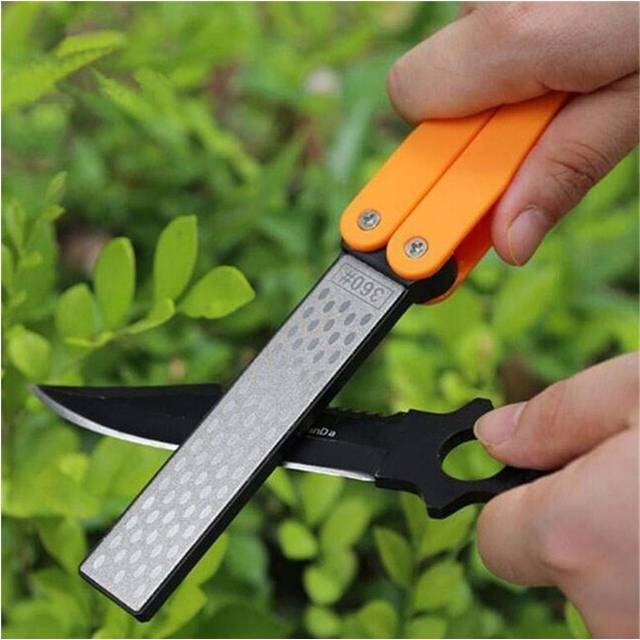 (a-C-FOLD) Professional Knife Sharpener Rod Diamond Carbon Steel Kitchen Home Or Hunting Master Chef Hunter Gourmet Blade Sharpening Rod