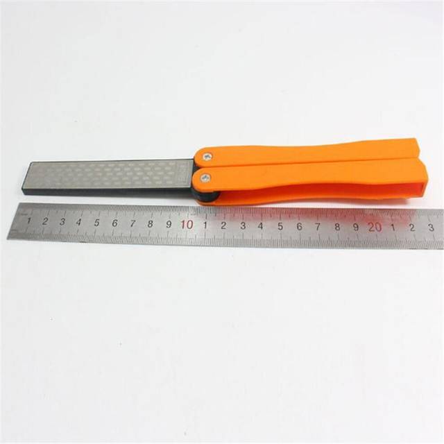 (a-1PC Yellow 23cm) mini Pocket Sharpener Folding Knife Sharpener Portable Double-Sided Diamond Knife Sharpening Stone Household Kitchen Tools