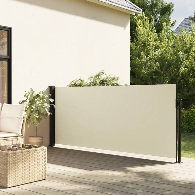 vidaXL Retractable Side Awning Outdoor Privacy Screen Shade Cream 120x500 cm