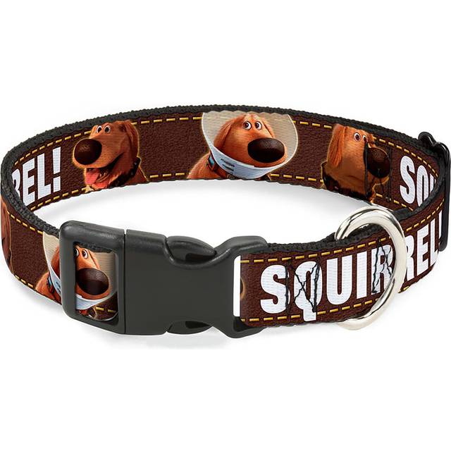 Dug 3 Poses Squirrel! Plastic Clip Pet Collar | Disney Pet Accessories - Black&#47;Brown&#47;White (M)
