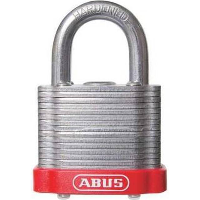 "ABUS 19343 41/40 Laminated Steel Safety Padlock Red Bumper Keyed Alike  Long 2"""""""" Shackle  Pack of 6"