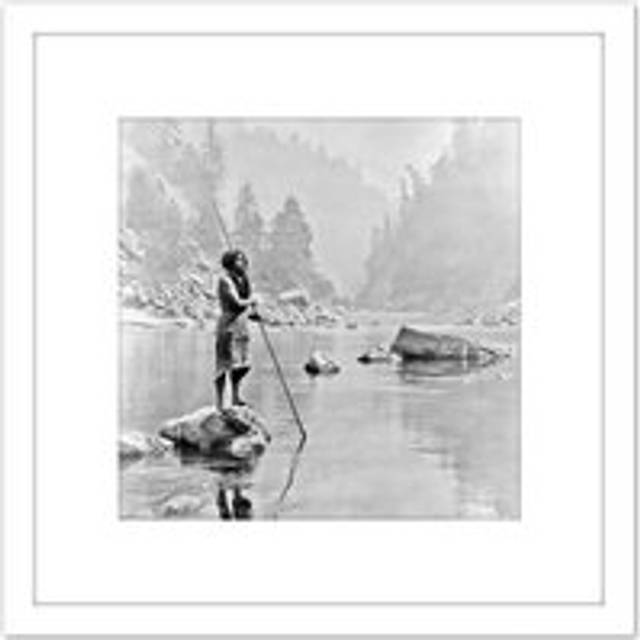 Curtis Native American Hupa Smoky Day Sugar Bowl Photo 8X8 Inch Square Wooden Framed Wall Art Print Picture with Mount - White - One Size