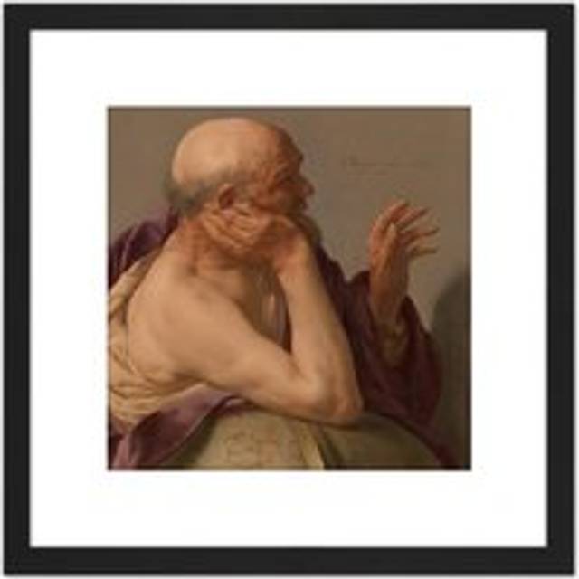 Hendrick Ter Brugghen Heraclitus Painting 8X8 Inch Square Wooden Framed Wall Art Print Picture with Mount - Black - One Size
