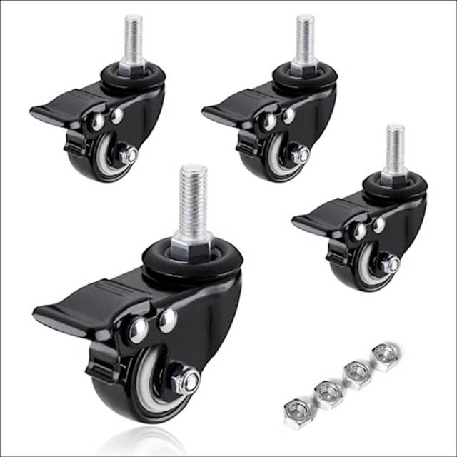 Casters Set of 4 Heavy Duty-(5/16inch)with Brake, for Cart Furniture