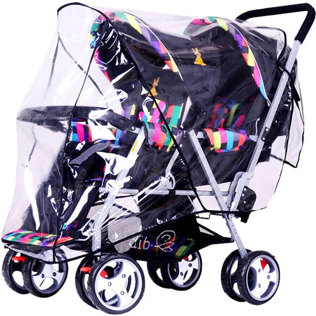 Double Stroller Rain Cover Raincoat Baby Weather Shield Universal