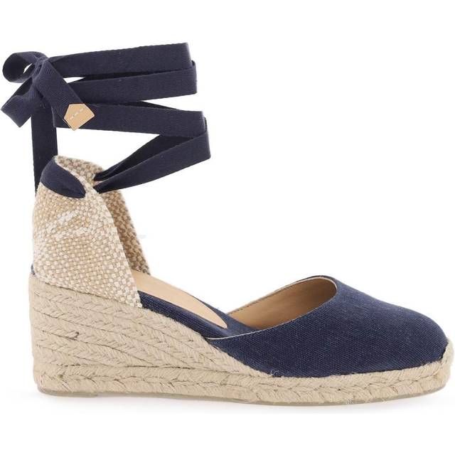 Castañer, Wedges, female, Blue, 6 UK, Handmade Wedge Espadrilles with Ribbon Tie