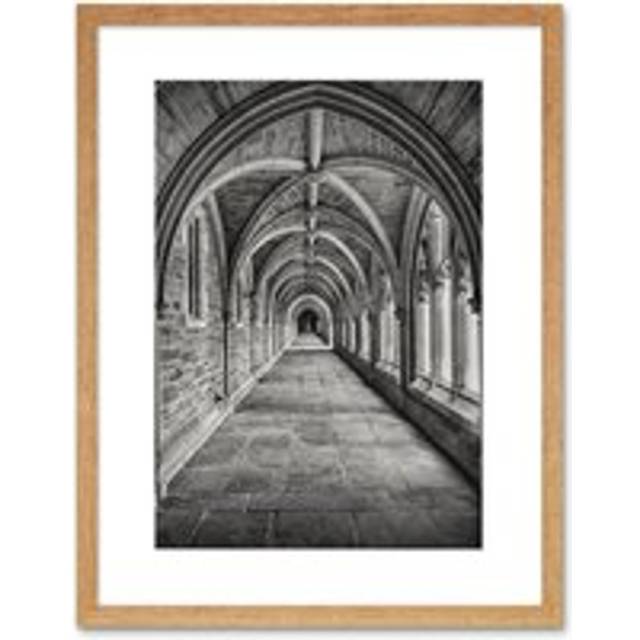 Wall Art Print Armfield Stone Arched Hallway Framed - Beige - W7 inch x H9 inch