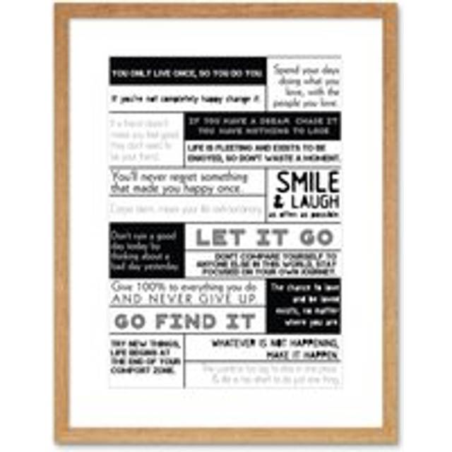 Wall Art Print Motivational Manifesto Advice Typography Grid Framed - Beige - W7 inch x H9 inch