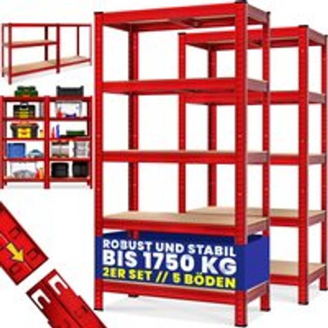 Heavy duty shelving 2Pcs set red 180x90x40cm 875kg