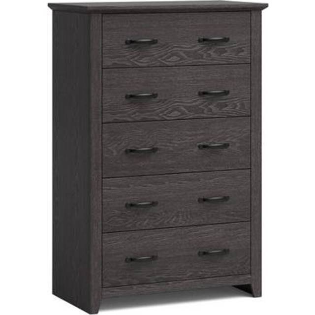 Costway 5 Drawer Dark Grey Dresser Chest of Drawers - 5 Drawers