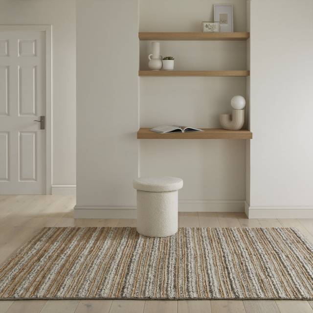 Rosamond Striped Hand Woven Hand Loomed Area Rug - Grey (Rectangle 160 x 230cm)