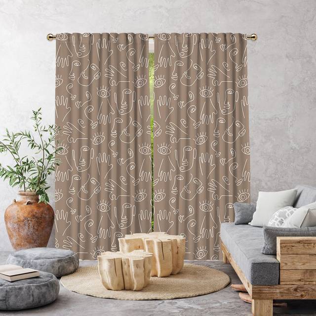 Bowlby Semi Sheer Curtains - Beige (140cm Width x 275cm Drop)