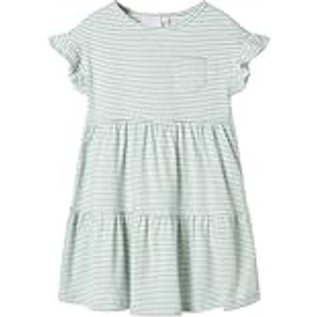 vidaXL Kids' Dress with Ruffle Sleeves Mint 104 - Green