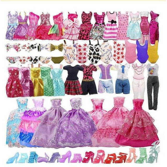 11.5-inch doll changing clothes, 35 piece set, short skirt, wedding dress, bikini shoes, purple clothes, pants, swimsuit