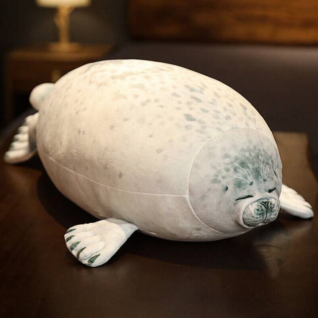 (40 cm, White Seals) Cute Seal Plush Toys Chubby Blob Seal Pillows Cotton Stuffed Animals Home Decors