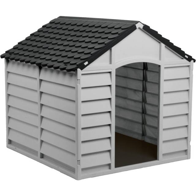 Large dog kennel grey durable plastic winter house