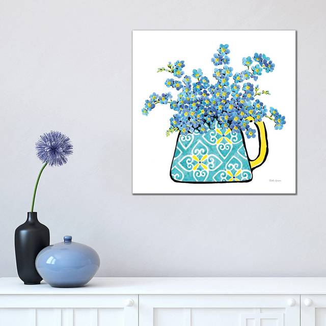 Floral Teacups IV by Beth Grove - Wrapped Canvas Painting (45.72 cm H x 45.72 cm W x 1.91 cm D)
