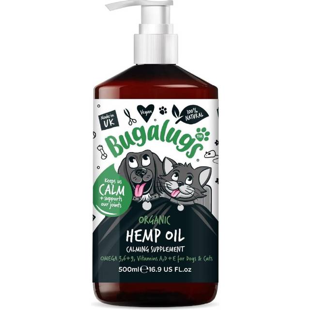 BUGALUGS Dog Calming Hemp Oil Food Supplement Dogs Cats & Pets 500ml Omega 3,6,9