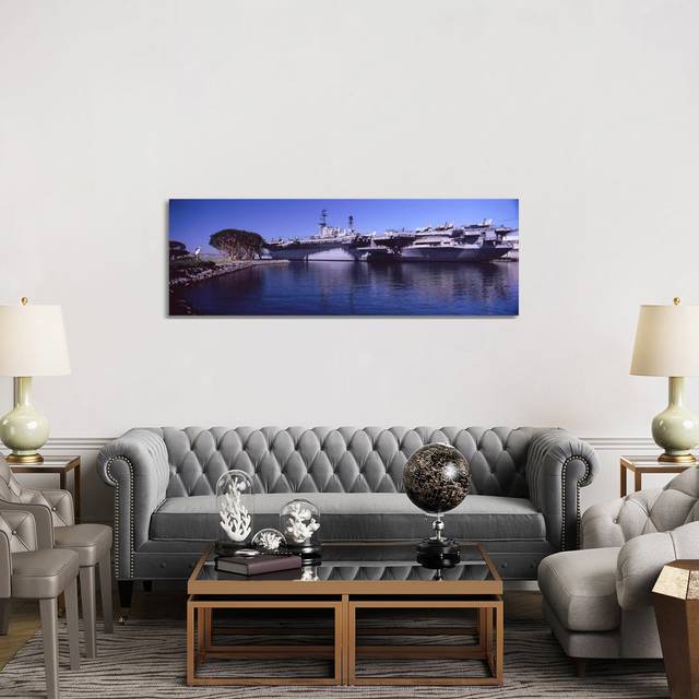 Aircraft Carriers at a Museum, San Diego Aircraft Carrier Museum - Wrapped Canvas Panoramic Photograph (50.8cm H x 152.4cm W x 1.91cm D)