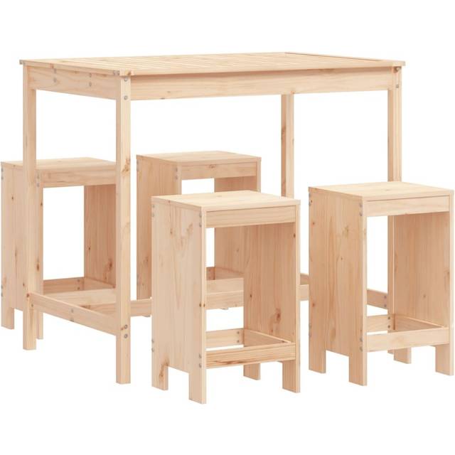 vidaXL 5 Piece Garden Bar Set Solid Wood Pine - Brown